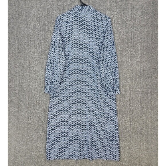 C Wonder by Christian Siriano Dress Womens Medium Blue White Long Sleeve Midi - Picture 7 of 13